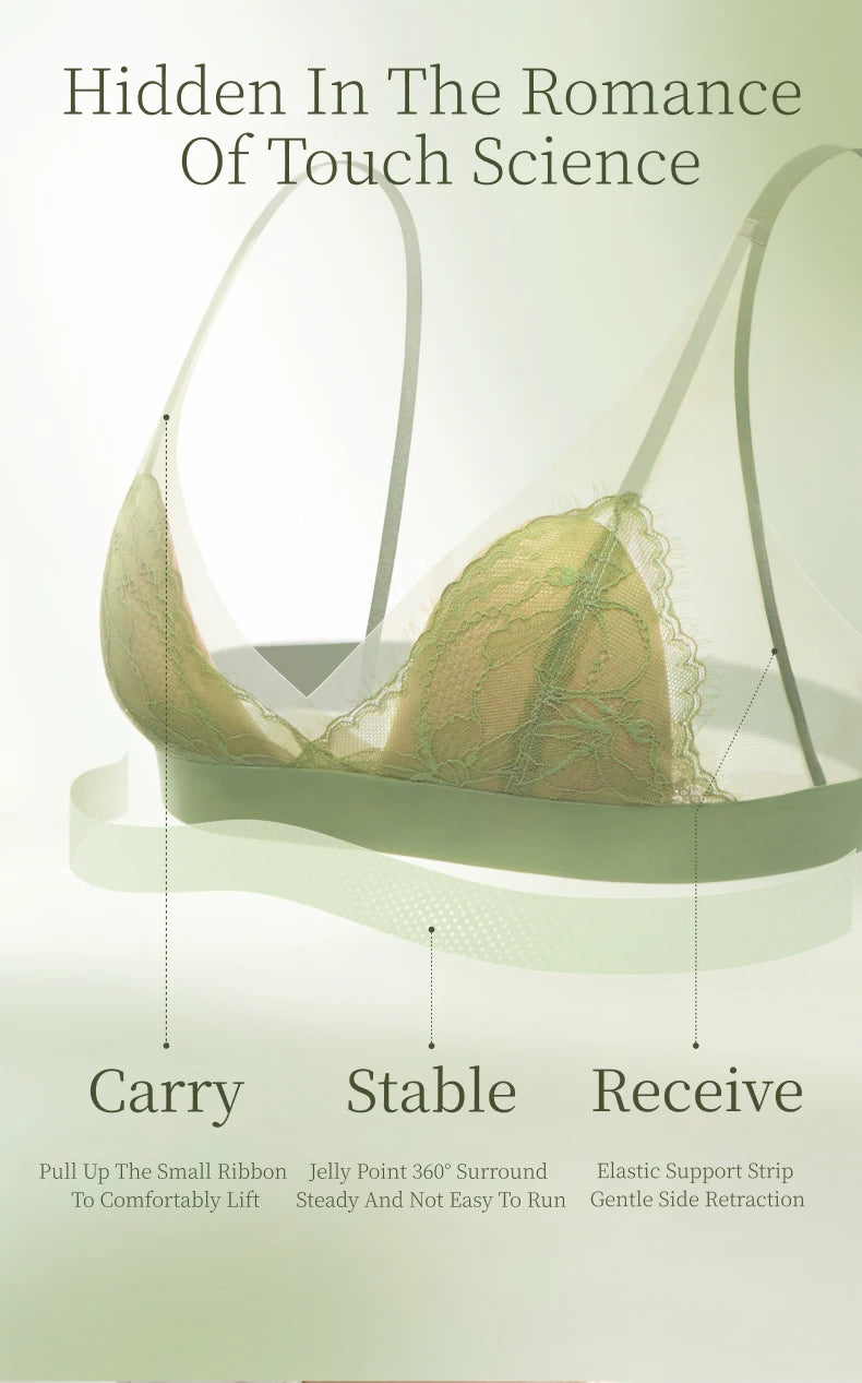 Sujiin Women's Lace Bra – Wireless Seamless Triangle Cup
