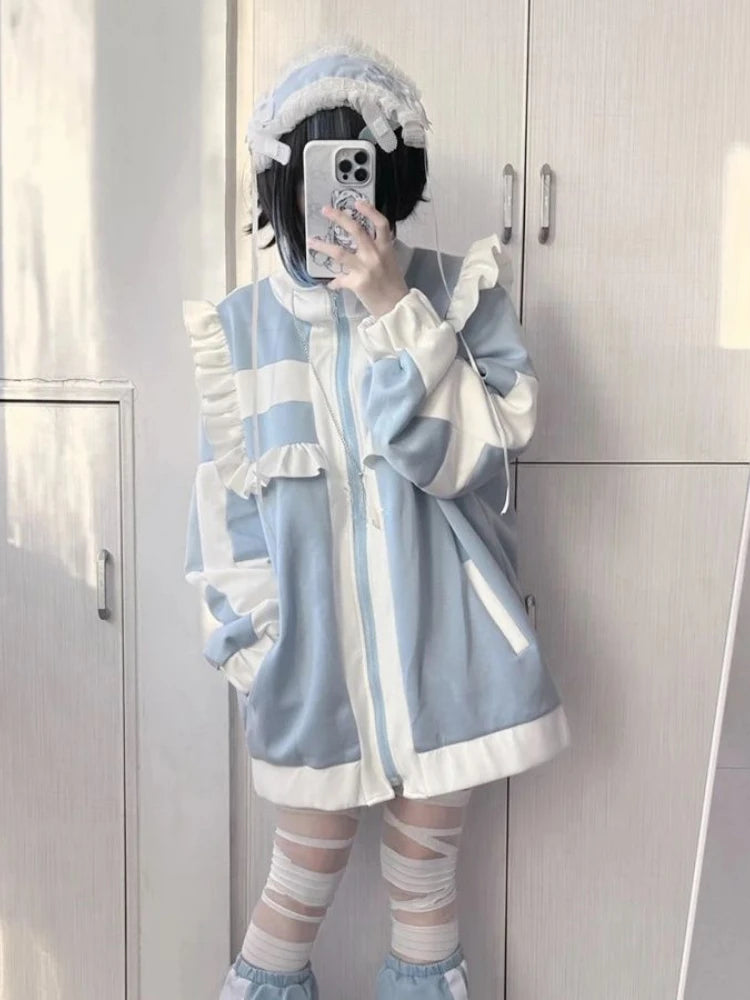 Women's Y2K Ruffle Zip-Up Jacket