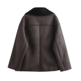 Women’s Oversized Faux Leather Bomber Jacket