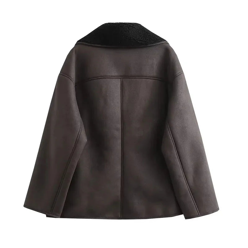 Women’s Oversized Faux Leather Bomber Jacket
