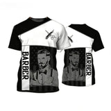 Men's Barber-Style Graphic Tee | Round Neck Short Sleeve