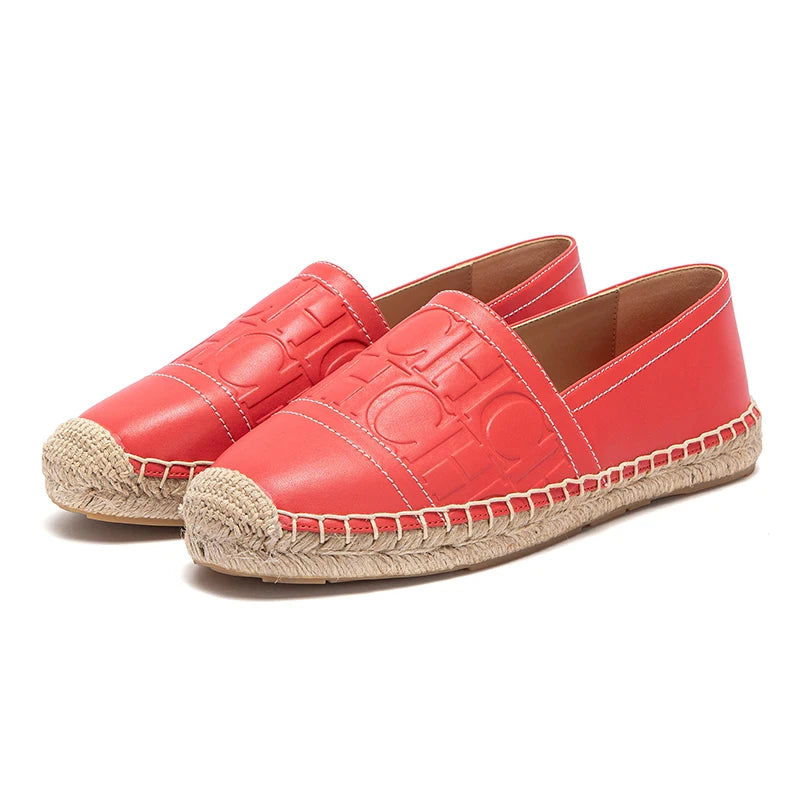 CHCH Women's Beach Shoes 2025 New Anti slip Handmade Hemp Bottom Flat Shoes Mommy Gift Casual Shoes