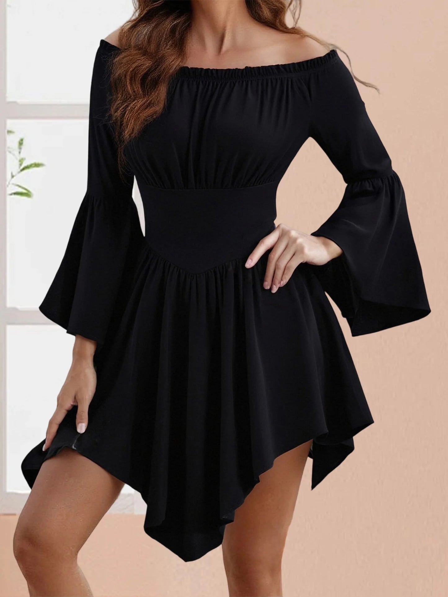 Elegant Off-Shoulder Velvet Midi Dress