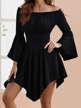 Elegant Off-Shoulder Velvet Midi Dress
