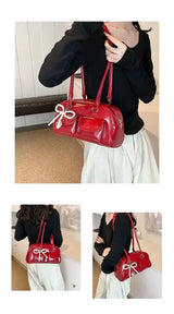 Fashionable Underarm Bow Bag for Women 2024 Korean Edition New Simple Leisure Pillow Bag Trendy Versatile Shoulder Bag