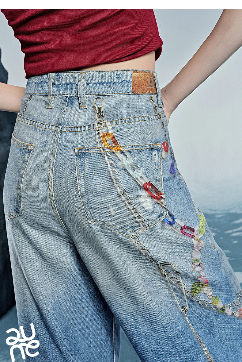 TOYOUTH Women Denim Jean 2025 Spring New Long Pants 8518053