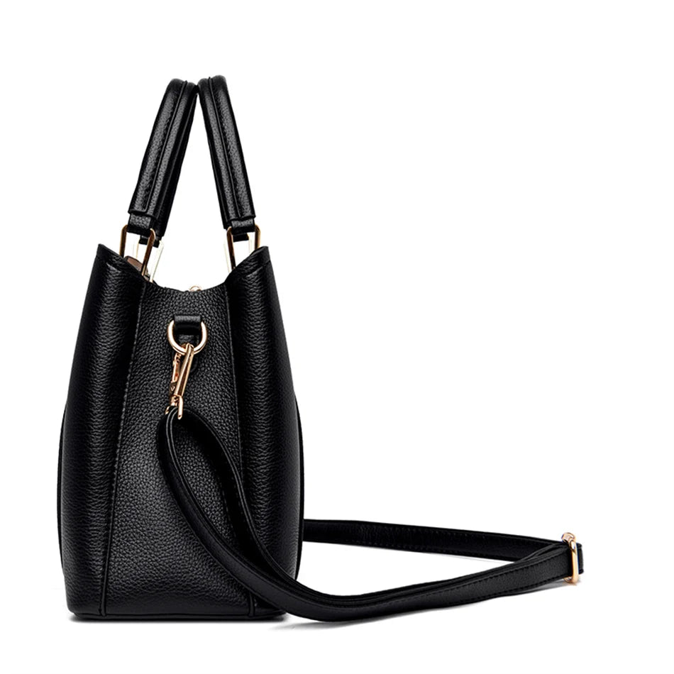 Luxury Triple-Layer Leather Tote & Crossbody