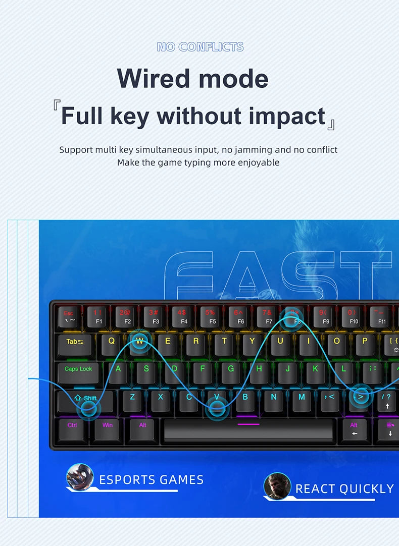 APAYADO K61 Mini Mechanical Keyboard – RGB 61-Key