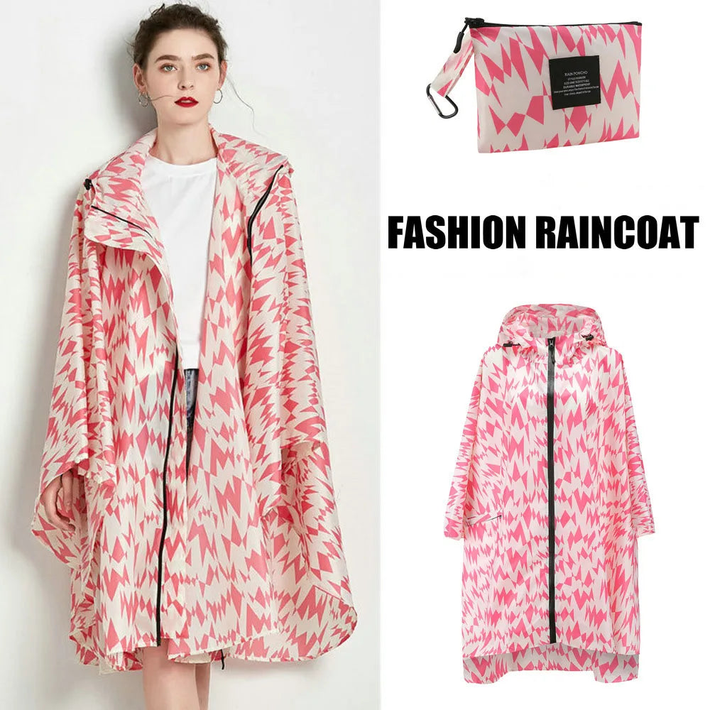 Women's Elegant Waterproof Poncho Raincoat – All Sizes