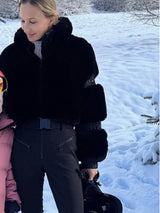 Women’s Faux Fur Trim Ski Jumpsuit