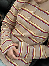 Vintage Striped Oversized Polo Shirt
