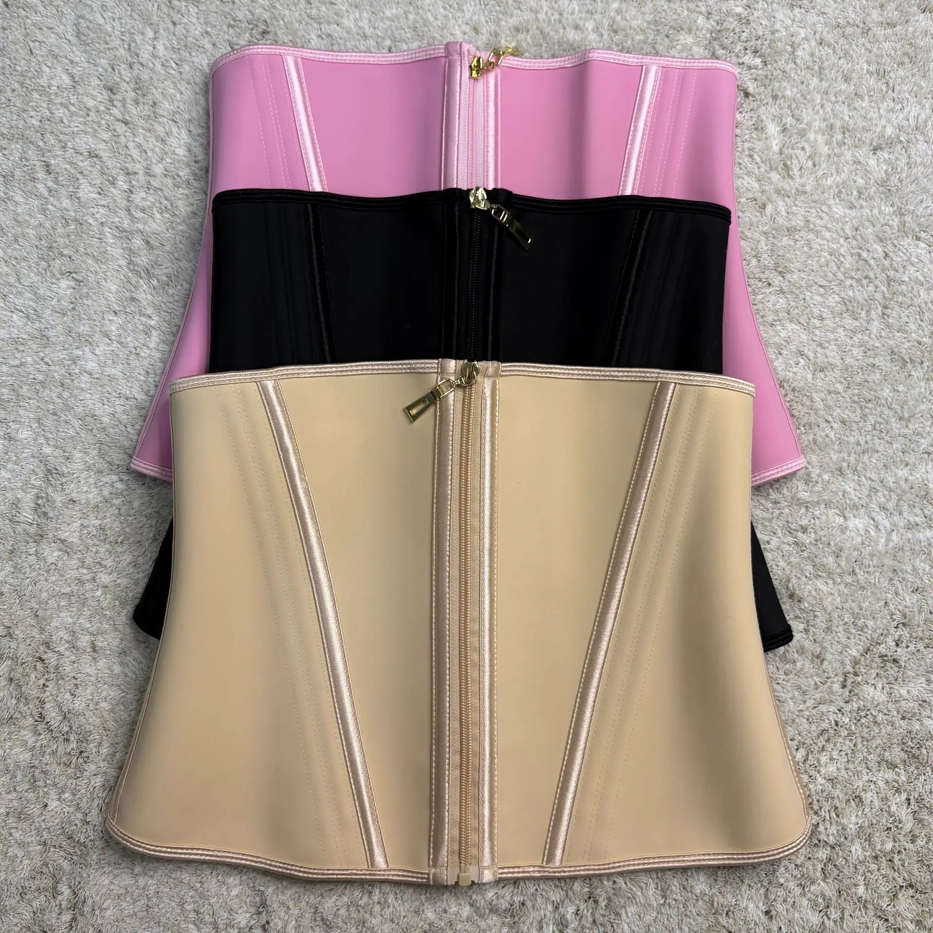 Premium Latex Waist Trainer Belt with Zipper – High Compression Body Shaper
