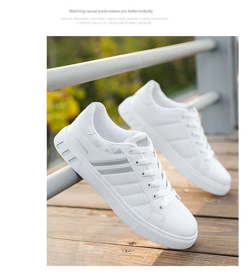 2026 Mens Casual Sneakers New Fashion Lace-up White Shoes Student Comfort Sports Plus Size Vulcanized Shoes Zapatillas De Hombre