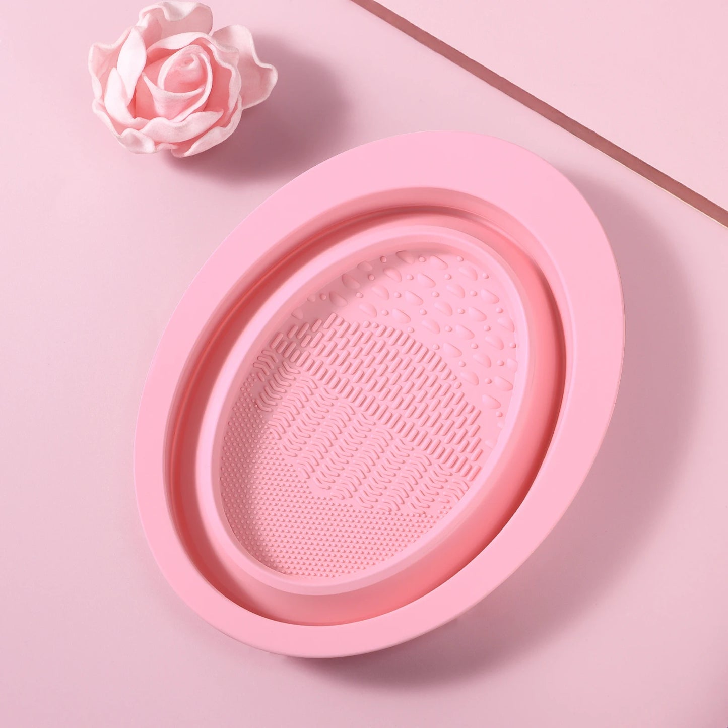 USA-Made Silicone Makeup Brush Cleaner Pad & Foldable Cleaning Bowl
