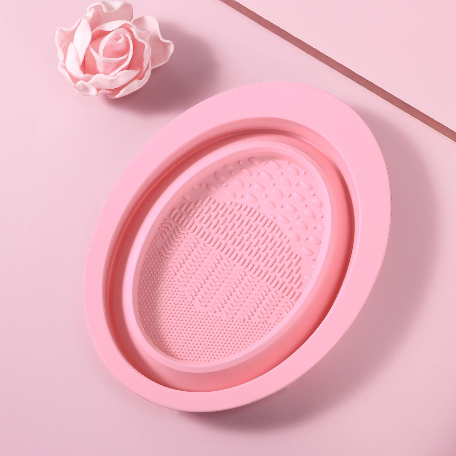 USA-Made Silicone Makeup Brush Cleaner Pad & Foldable Cleaning Bowl