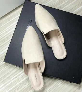 Female Simple Sewing Plain Shoes Outdoor Pointy Toe Slides Camel Blue Soft Sole Wide Fitting 48-33 2022 New Arrivals De Mujer