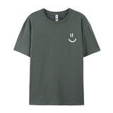Men's Cotton T-Shirt with Minimalist Smile Print