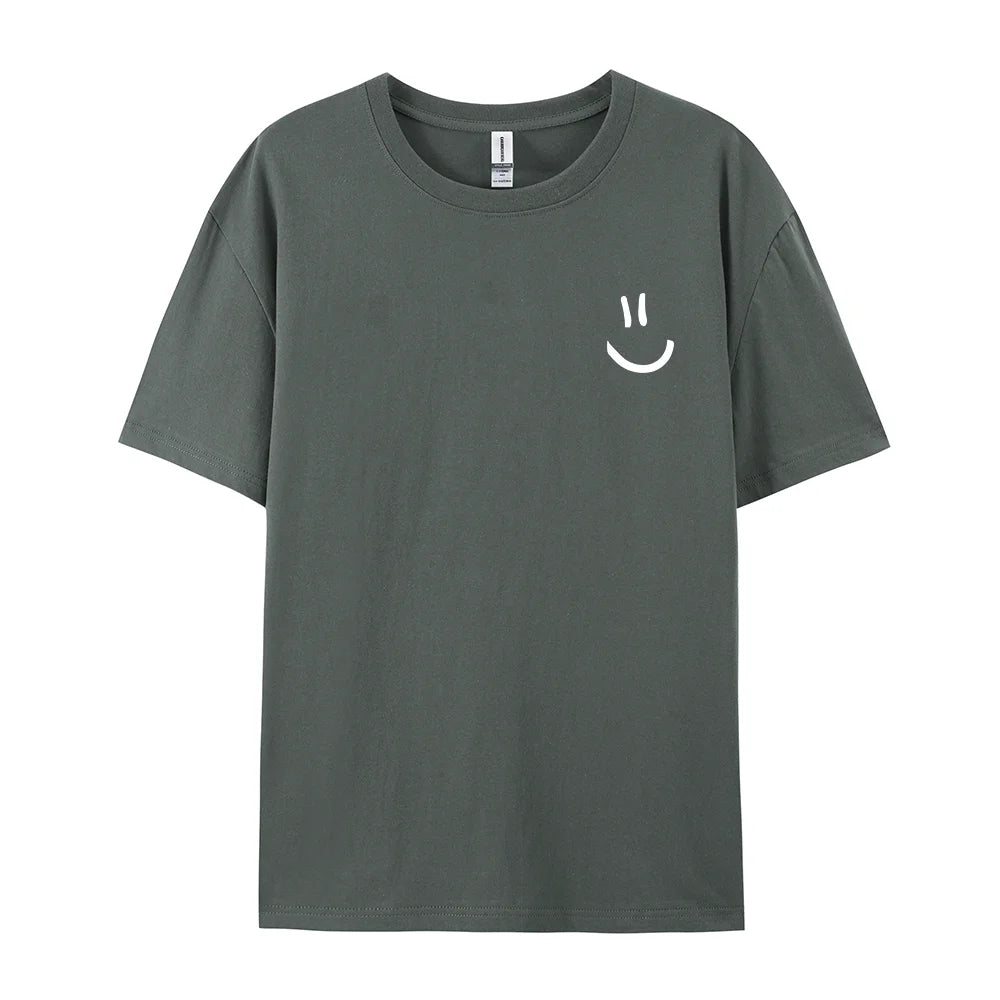 Men's Cotton T-Shirt with Minimalist Smile Print
