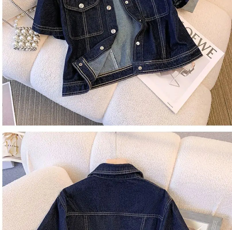 Women's Retro Cropped Short Sleeve Denim Jacket