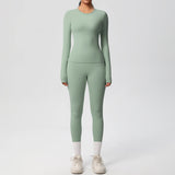 2 PCS Sportswear Yoga Set Gym Clothes Yoga Suits For Women Fitness Set Tracksuits Sports Long Sleeve Crop Top Gym Leggings