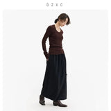 Elegant 100% Wool Elastic-Waist Skirt