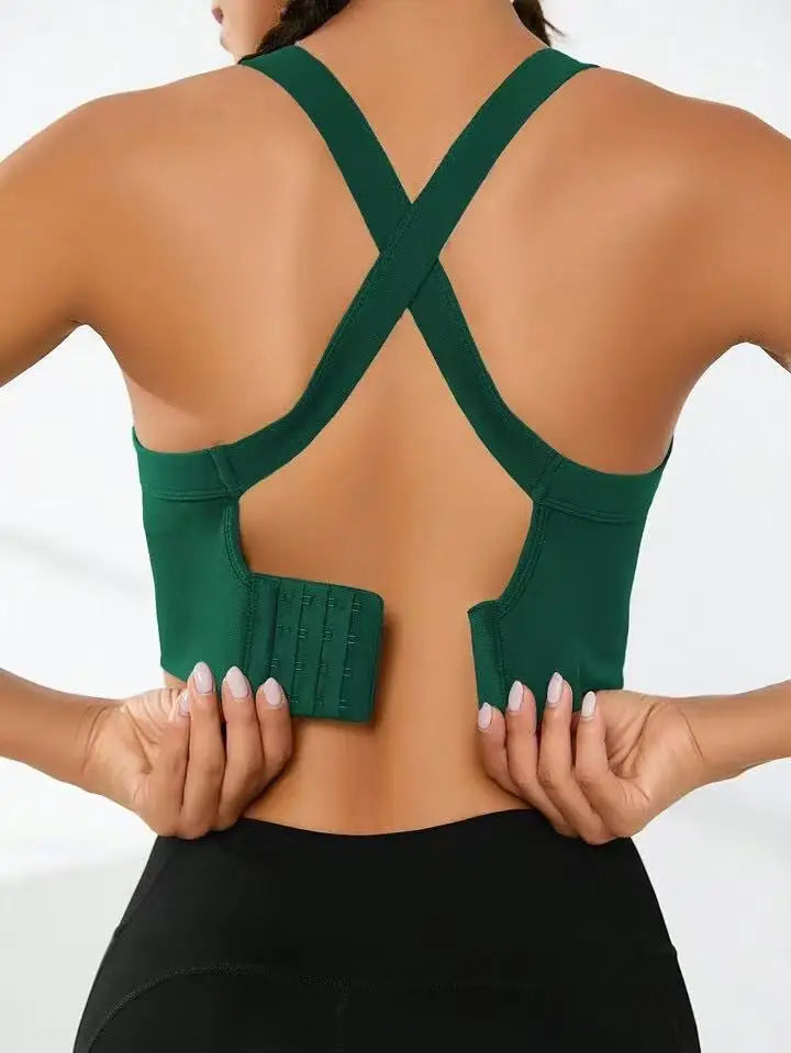 Cross-Back Adjustable Seamless Sports Bra Set – Breathable & Pad-Free
