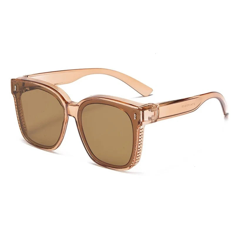 Polarized Clip-On Sunglasses for Glasses Wearers, Fashion Square Over Glasses Myopia Sunglasses, UV400 Protection for Driving, Fishing & Outdoor Use