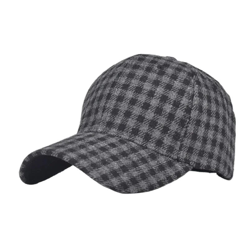 Unisex Checkered Baseball Cap with Adjustable Strap
