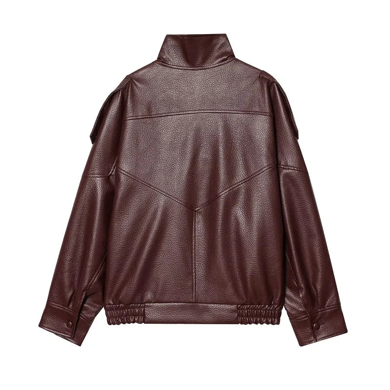MUJER Faux Leather Windbreaker Jackets for Women Fashion Jacket Woman Warm Winter Women's Coat Outerwears Overcoat Female