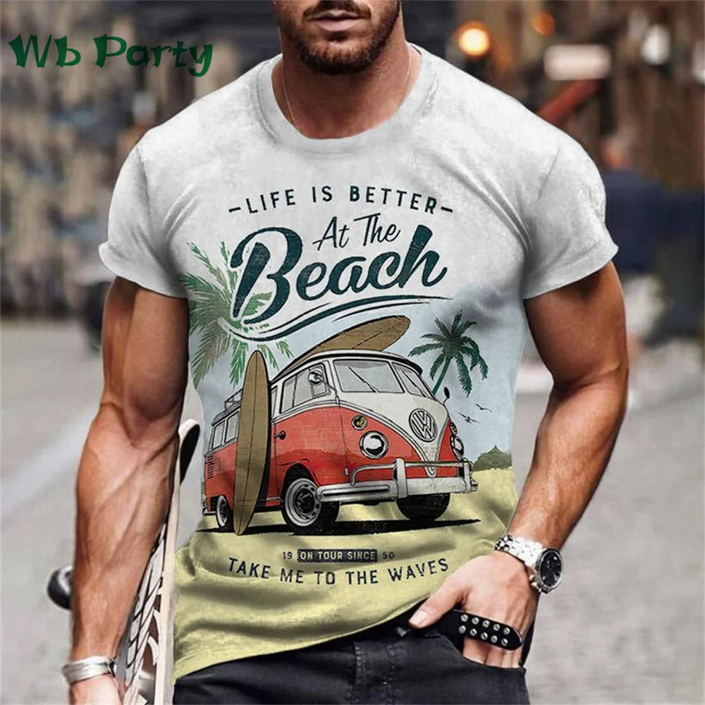Vintage Route 66 Biker Print Men's Graphic Tee