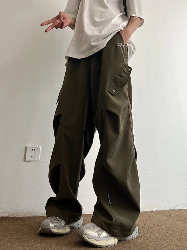 Techwear Parachute Cargo Pants - Men's Hip Hop Wide Leg Streetwear