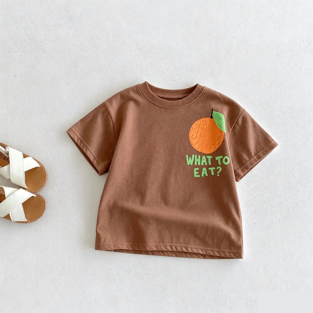 Solid Color Printed T-shirt For Kids Clothing Summer Short-sleeved Tops Fashion Simple Comfort Baby Girl And Boy Tshirts 1-7 Age