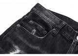 Men's Slim-Fit Distressed Black Grey Denim Jeans