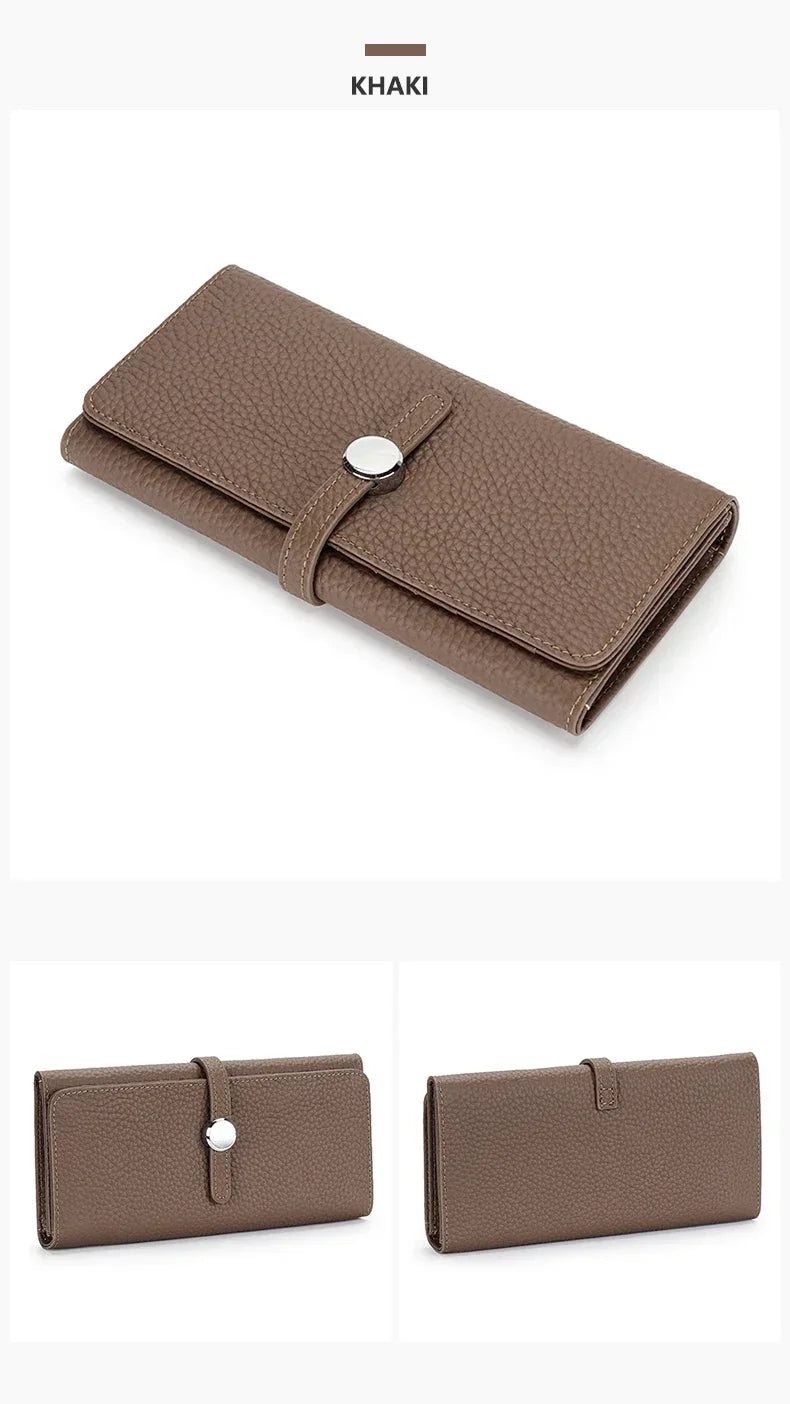 Genuine Leather Wallet Women Long Clutch Fashion Luxury Brand Ladies Purses Card Holder Zipper Coin Pocket High Quality Billfold