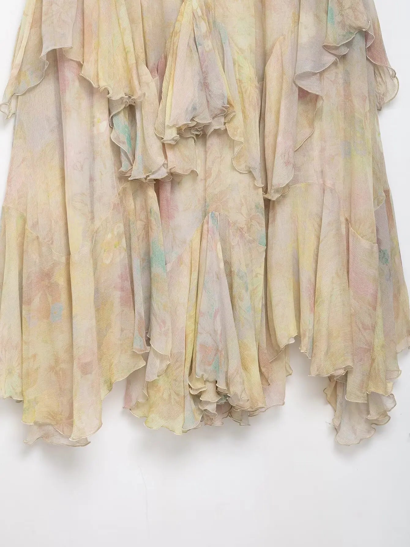 KONDALA Floral Tiered Chiffon Maxi Skirt – Boho Elegance