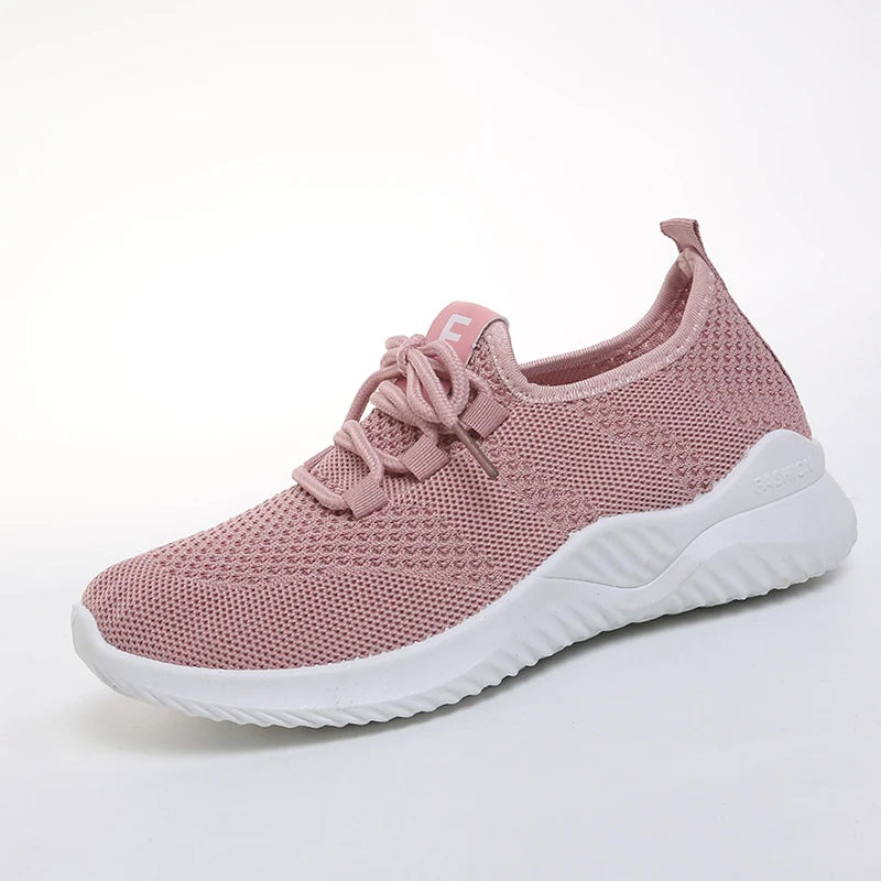Women's Flying Woven Breathable Mesh Sneakers Soft Sole Lightweight Casual Sports Running Shoes for Daily Wear