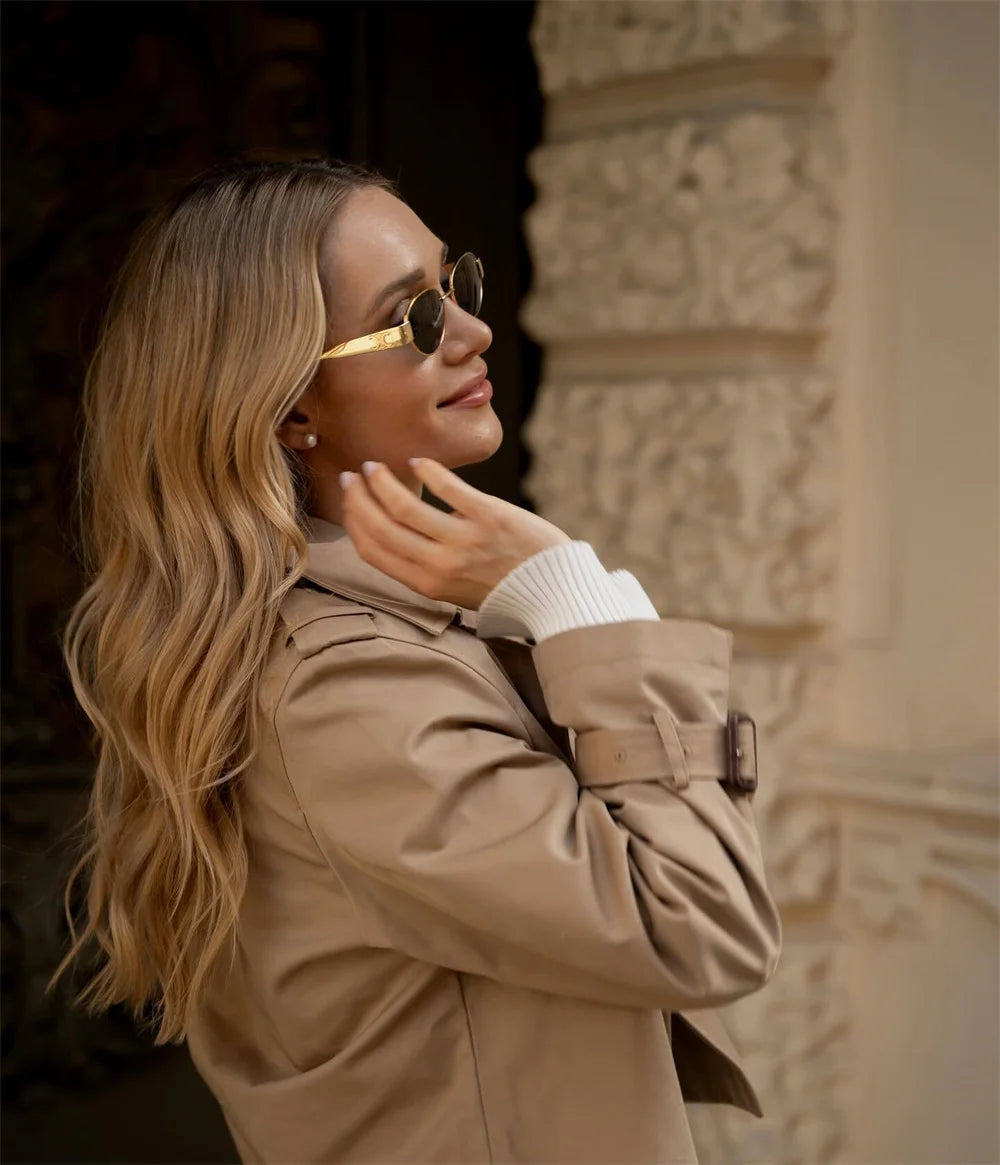 Vintage Cropped Double-Breasted Trench