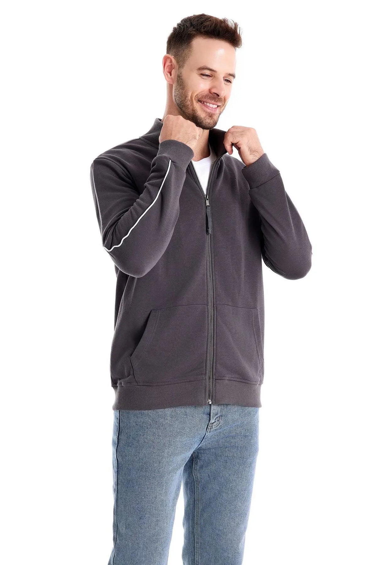Men's Stand Collar Zip-Up Jacket