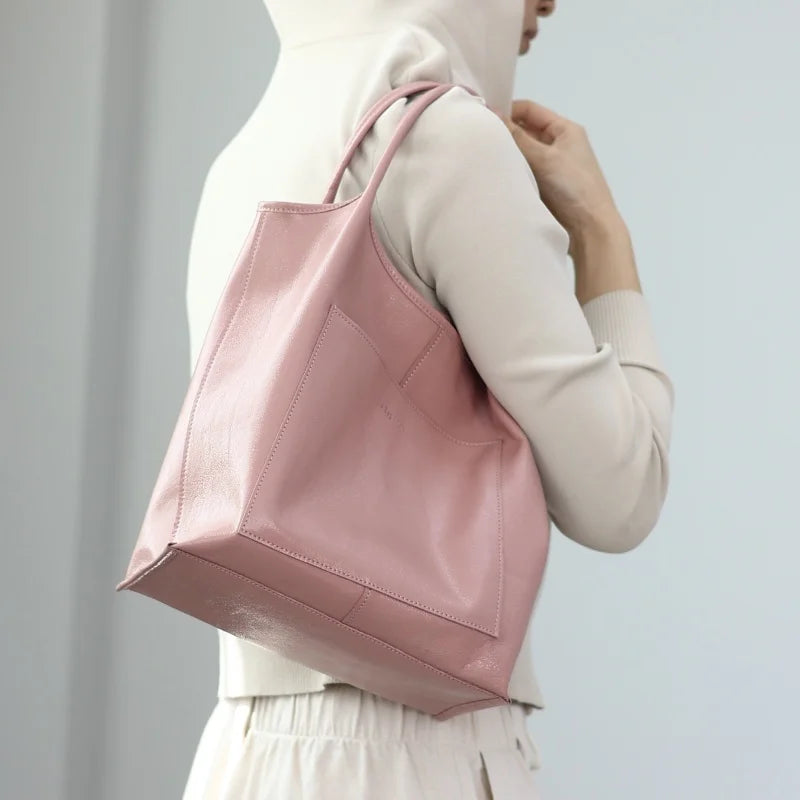 Women Genuine Leather Tote Luxury Light Weight And Comfortable To Use Handbag Colorful Soft Shopping Bags