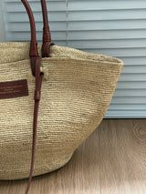 Women's Large Capacity Shoulder Bag Summer Lafite Straw genuine leather Woven Handbag Fashion Female Luxury Designer Beach Bag