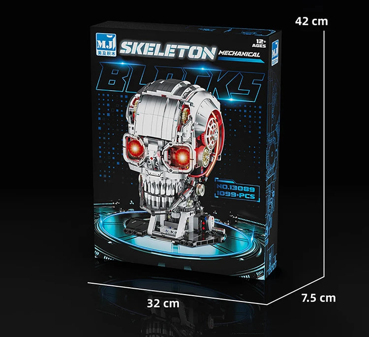 NEW 1099pcs Technical Skull Robot Building Blocks , Gear Linkage ,  Power Motor ,  Desktop Decor Collectible Gift