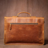LUOKIR Vintage Crazy Horse Briefcase Travel Genuine Leather Handbag Luxury Men's Messenger Computer Shoulder Bag 14 Inch Laptop