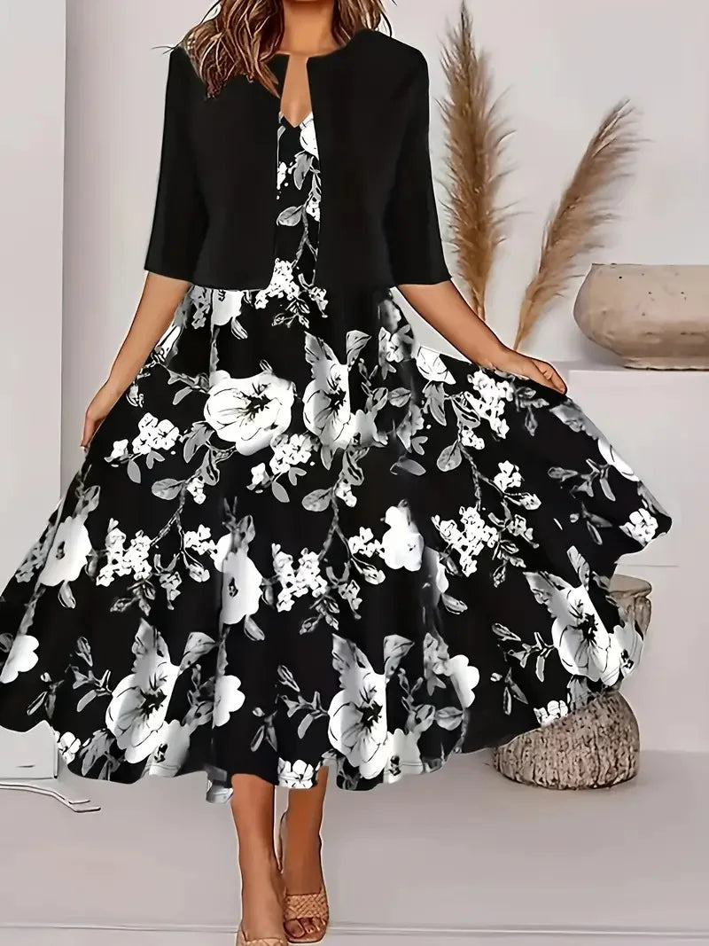 Floral Print Two-Piece Dress Set