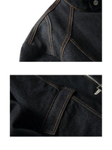 American Vintage Denim Jacket Men Stand Collar Cotton Spring Metal Button Splicing Regular Fit Streetwear Trendy Casual Outwear