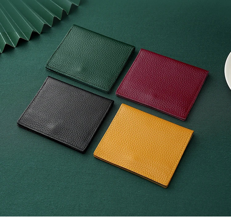 Ultra Thin Genuine Leather Card Holder 8 Slots Mini Wallet Slim Credit Card Case for Men Women