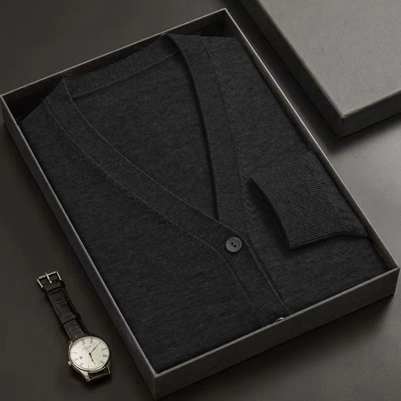 Men's Premium V-Neck Button-Down Cardigan Sweater