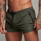 Men's Quick-Dry Athletic Gym Shorts with Zipper Pockets