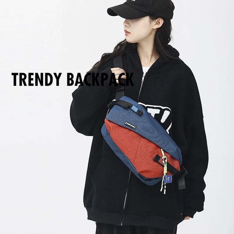 Unisex Nylon Panelled Crossbody Chest Pack