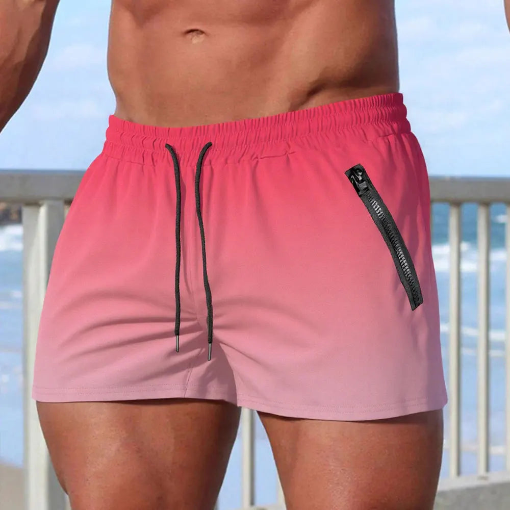 Men's Quick-Dry Athletic Gym Shorts with Zipper Pockets