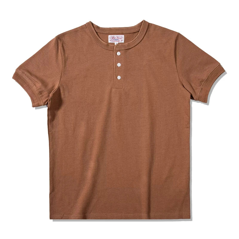 Heavyweight Cotton Henley Tee – Vintage Everyday Essential